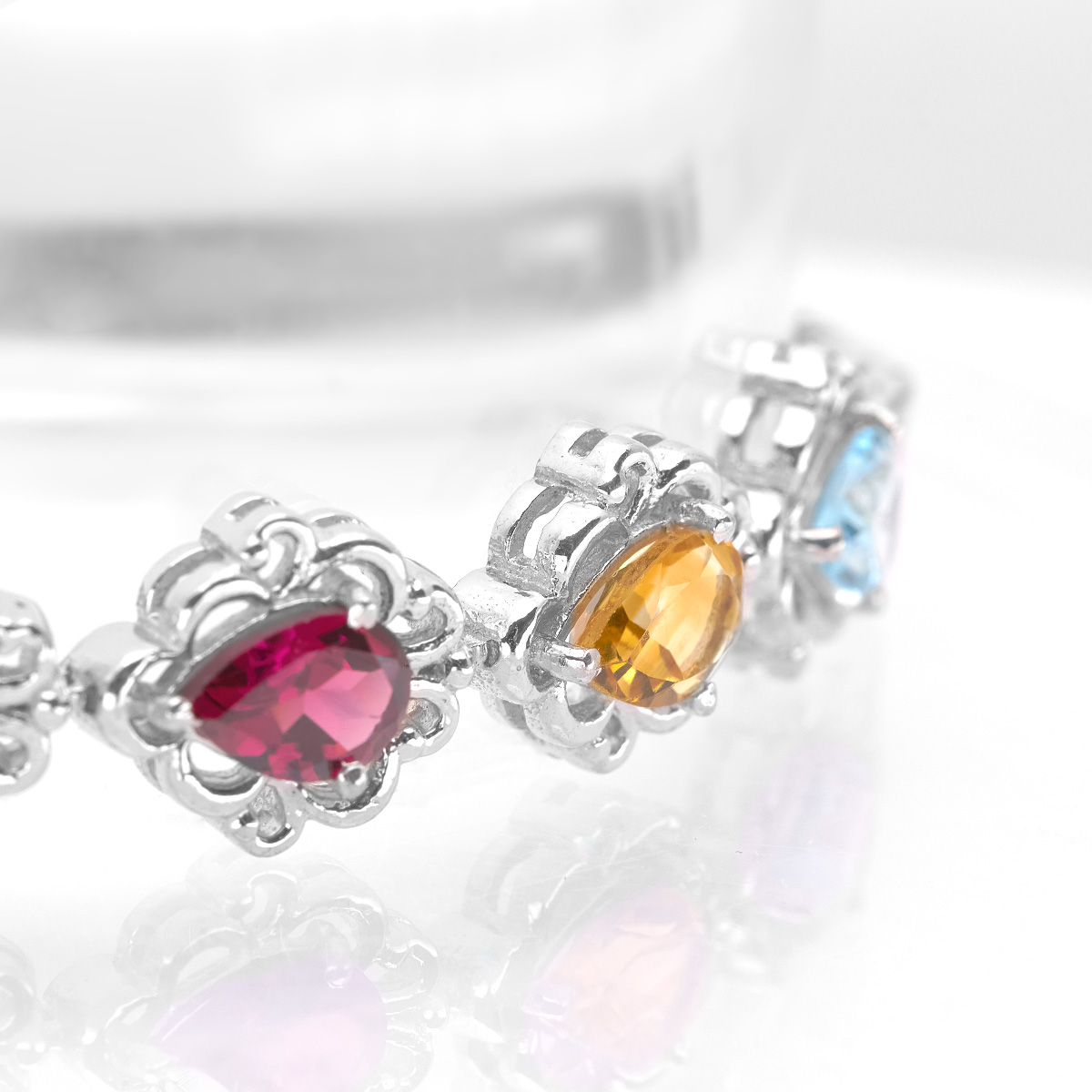 Bracelet argent rhodolite, citrine, topaze bleue Anastasia